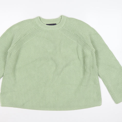 Marks and Spencer Women Green M Rib Knit Crew Neck Pullover Jumper