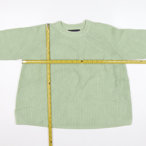 Marks and Spencer Women Green M Rib Knit Crew Neck Pullover Jumper