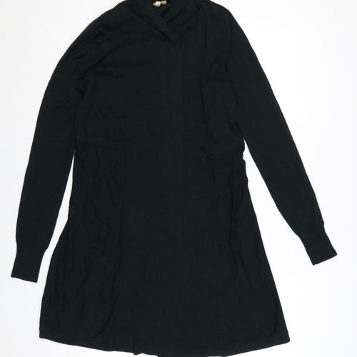 Phase Eight Women Black UK 8 Longline Open Knit Cardigan Collared