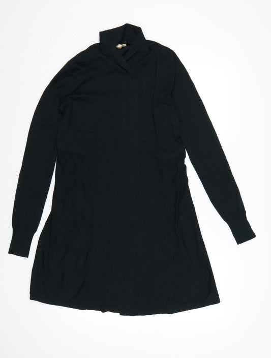 Phase Eight Women Black UK 8 Longline Open Knit Cardigan Collared
