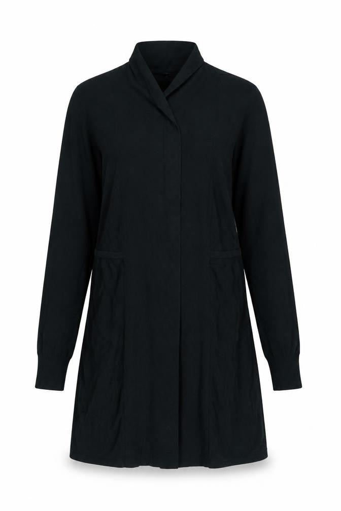 Front view of Phase Eight Women Black UK 8 Longline Open Knit Cardigan Collared