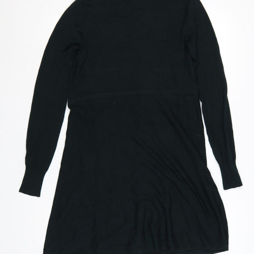 Phase Eight Women Black UK 8 Longline Open Knit Cardigan Collared