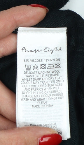 Phase Eight Women Black UK 8 Longline Open Knit Cardigan Collared