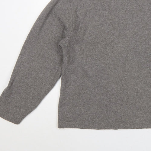 Zara Women Grey L Fine Knit Crew Neck Long Sleeve Pullover Jumper
