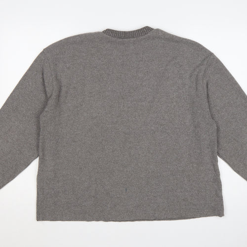 Zara Women Grey L Fine Knit Crew Neck Long Sleeve Pullover Jumper