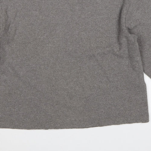 Zara Women Grey L Fine Knit Crew Neck Long Sleeve Pullover Jumper