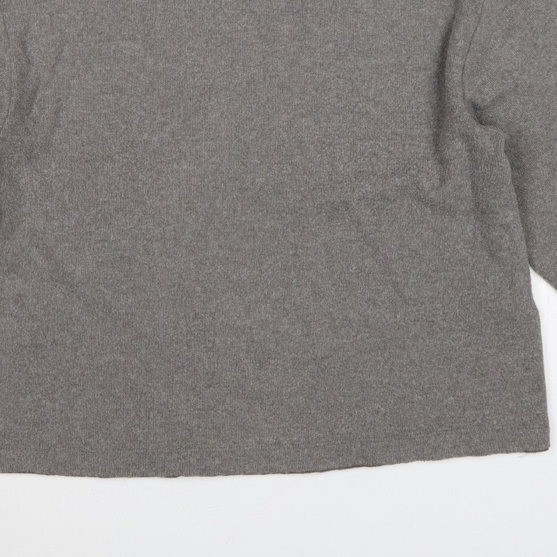 Zara Women Grey L Fine Knit Crew Neck Long Sleeve Pullover Jumper