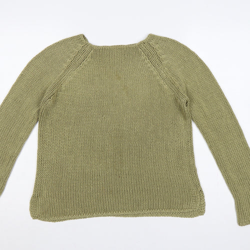 Marks & Spencer Women Green M 12-14 Chunky Knit Raglan Jumper