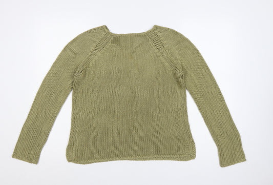 Marks & Spencer Women Green M 12-14 Chunky Knit Raglan Jumper
