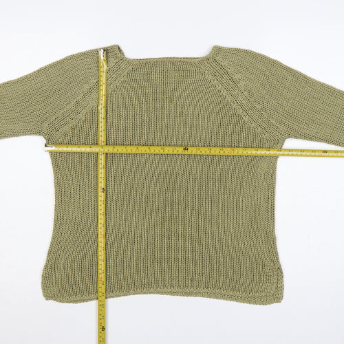 Marks & Spencer Women Green M 12-14 Chunky Knit Raglan Jumper