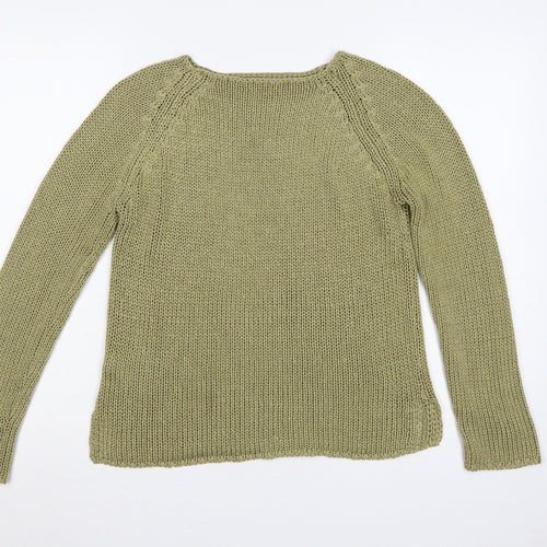 Marks & Spencer Women Green M 12-14 Chunky Knit Raglan Jumper