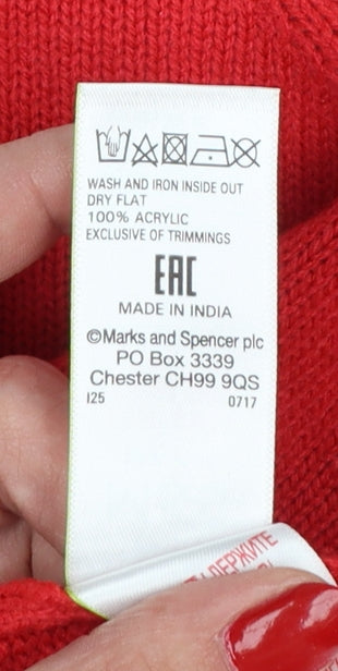 Marks and Spencer Women Red M Christmas Sequin Tree Raglan Jumper