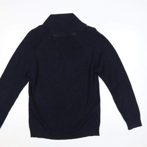 Next Men’s Blue Cotton Shawl Collar Button Pullover Jumper L