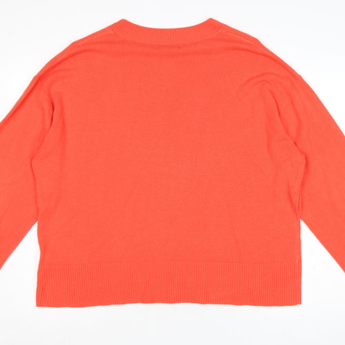 Marks and Spencer Women Orange V-Neck Pullover Jumper Size 22 Knit