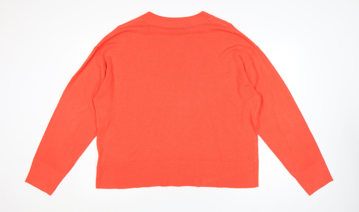 Marks and Spencer Women Orange V-Neck Pullover Jumper Size 22 Knit
