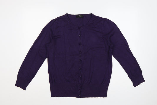Marks & Spencer Women Purple UK 16 Button Cardigan Viscose Knit