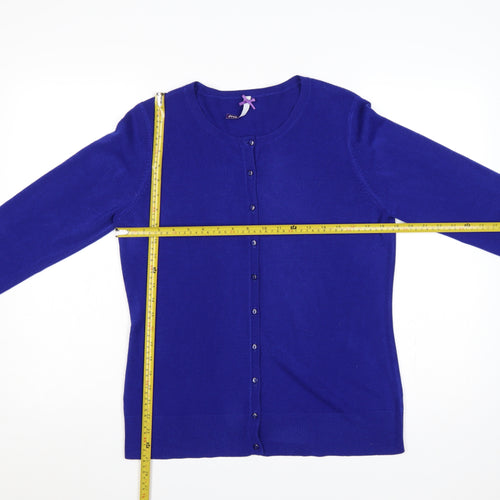 BHS Women Blue Size 14 Button Front Round Neck Knit Cardigan