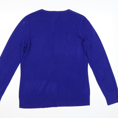 BHS Women Blue Size 14 Button Front Round Neck Knit Cardigan
