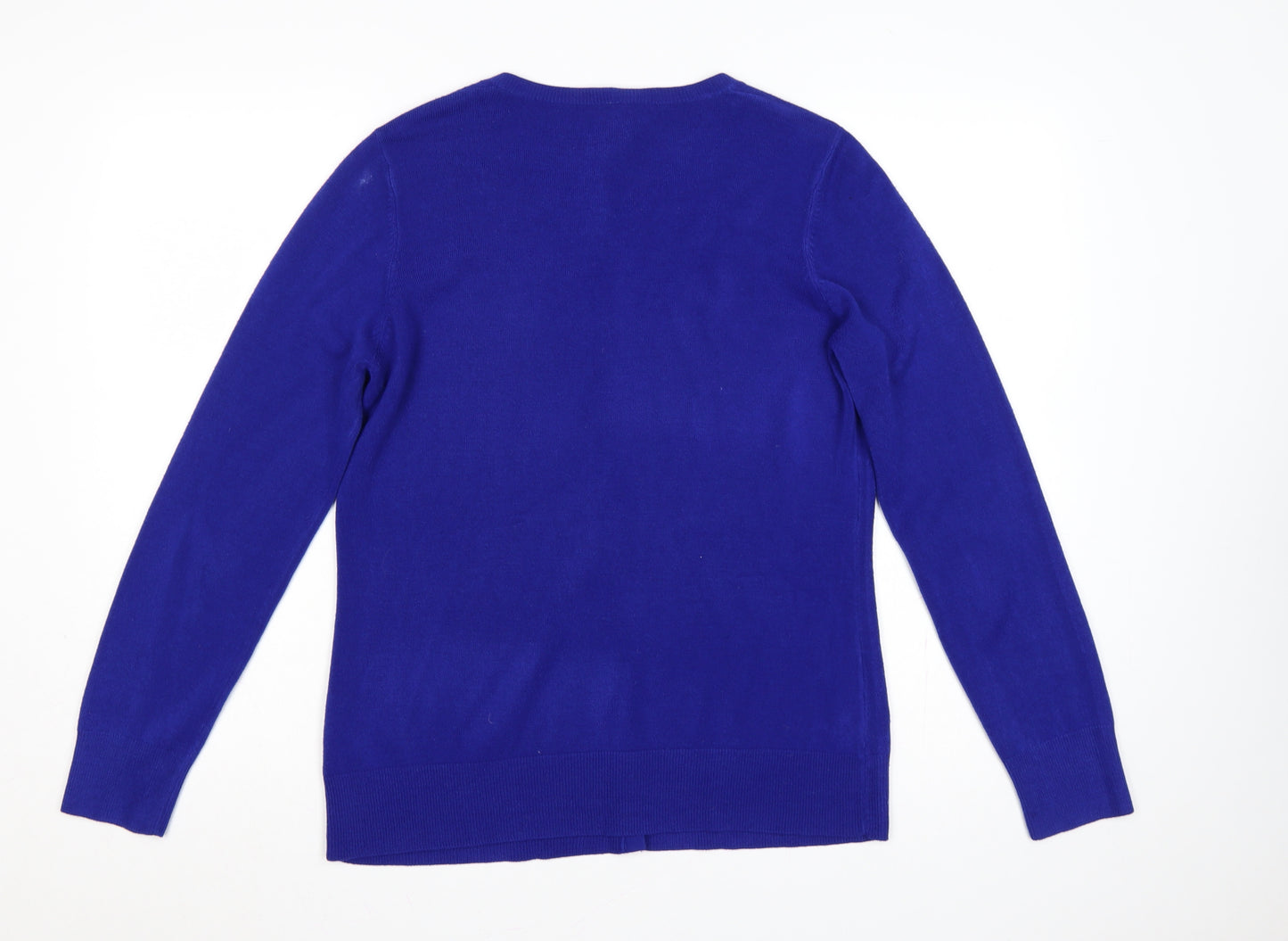 BHS Women Blue Size 14 Button Front Round Neck Knit Cardigan