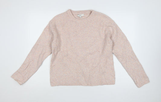 Marks and Spencer Women Pink Size 10 Rib Knit Crew Neck Jumper