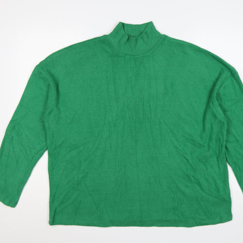 F&F Women Green L High Neck Long Sleeve Knit Jumper