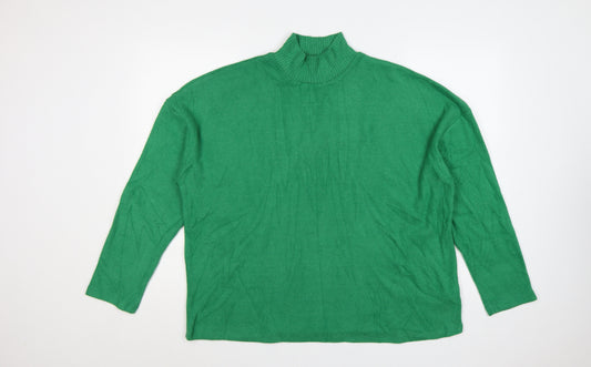 F&F Women Green L High Neck Long Sleeve Knit Jumper
