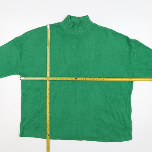 F&F Women Green L High Neck Long Sleeve Knit Jumper