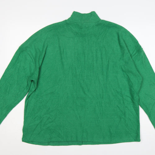 F&F Women Green L High Neck Long Sleeve Knit Jumper