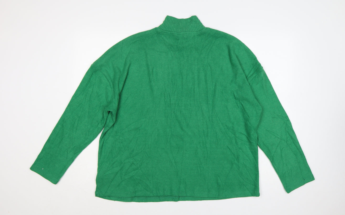F&F Women Green L High Neck Long Sleeve Knit Jumper