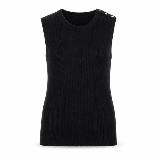 Dorothy Perkins Women Black UK 12 Ribbed Sleeveless Knit Vest