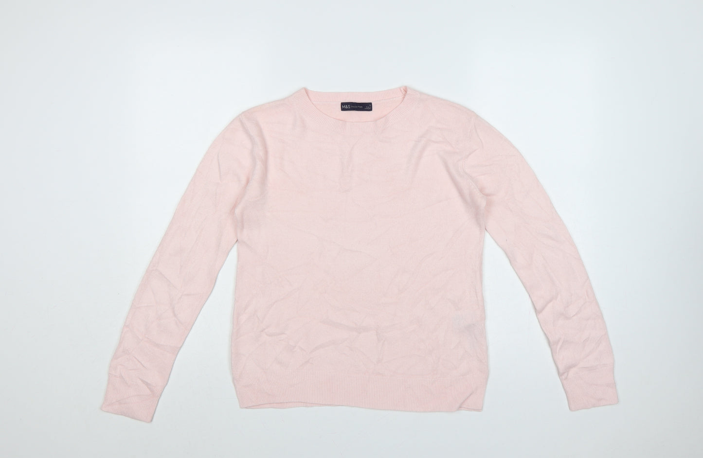 Marks and Spencer Women Pink Size 10 Crew Neck Knit Jumper