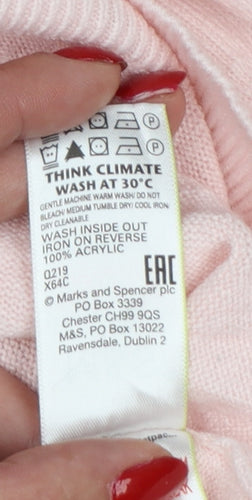 Marks and Spencer Women Pink Size 10 Crew Neck Knit Jumper