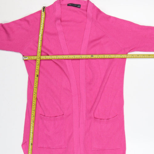 Marks & Spencer Women's Pink Small Open Knit Cardigan Pockets