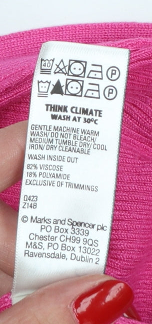 Marks & Spencer Women's Pink Small Open Knit Cardigan Pockets