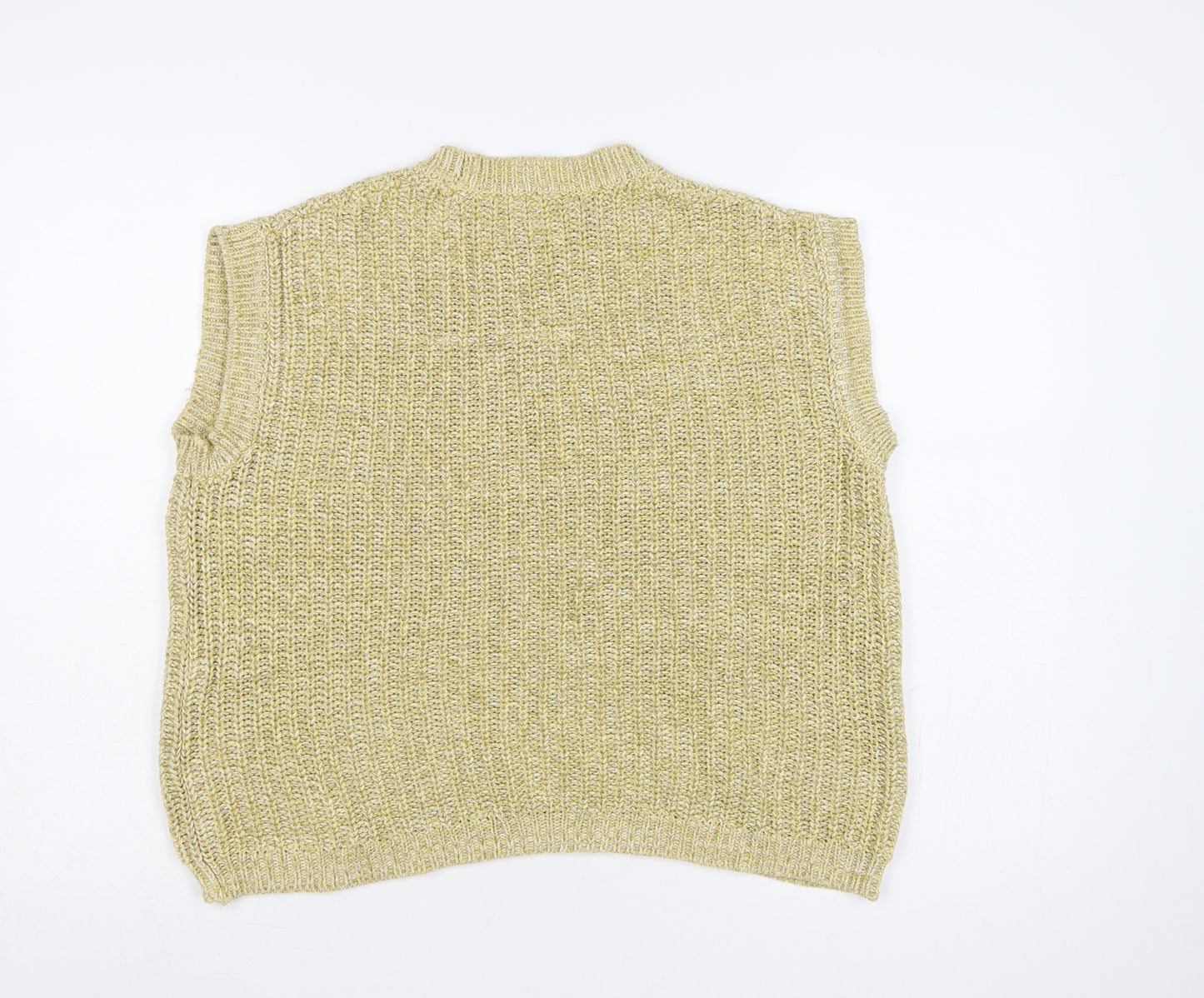 Tu Women Yellow Cotton Chunky Knit Sleeveless Vest Jumper Size 8