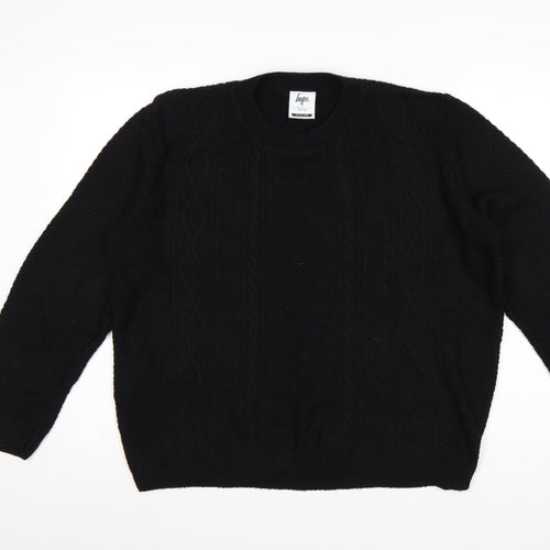 Hype Women’s Black Medium Cable Knit Crew Neck Pullover Jumper