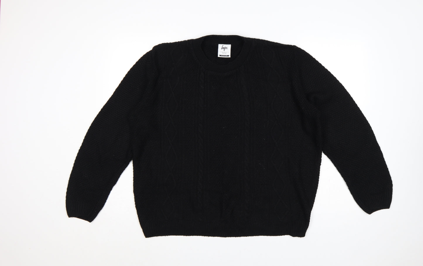 Hype Women’s Black Medium Cable Knit Crew Neck Pullover Jumper