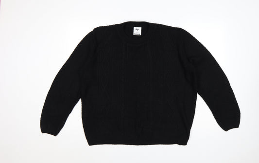 Hype Women’s Black Medium Cable Knit Crew Neck Pullover Jumper