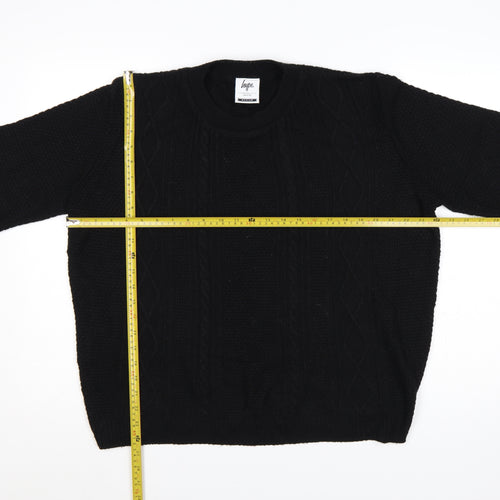 Hype Women’s Black Medium Cable Knit Crew Neck Pullover Jumper