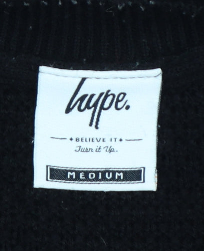 Hype Women’s Black Medium Cable Knit Crew Neck Pullover Jumper