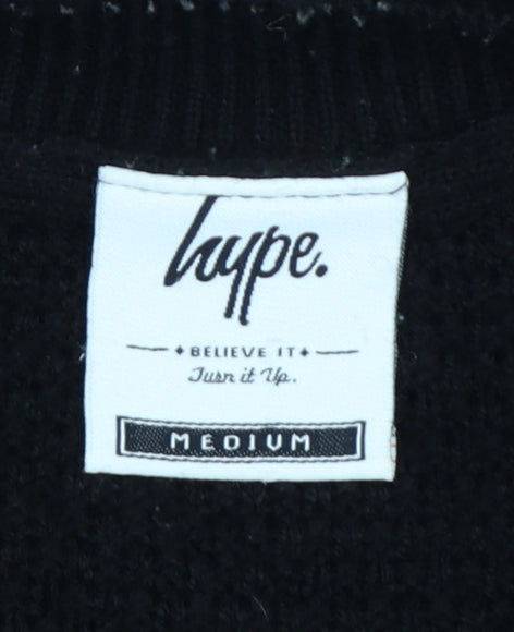 Hype Women’s Black Medium Cable Knit Crew Neck Pullover Jumper