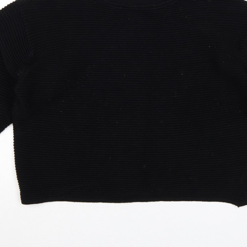 Zara Women Black S Rib Knit Dolman 3/4 Sleeve Pullover Jumper