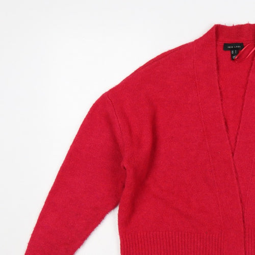 New Look Women Red Open Knit Cardigan Size S Long Sleeve