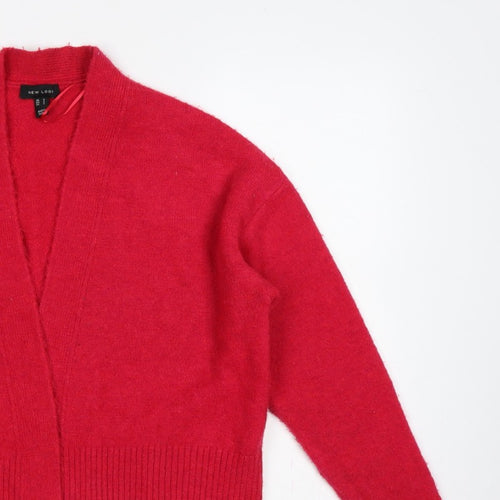 New Look Women Red Open Knit Cardigan Size S Long Sleeve