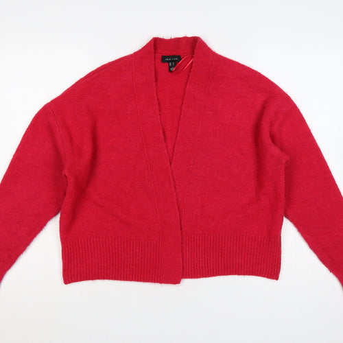 New Look Women Red Open Knit Cardigan Size S Long Sleeve