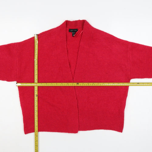 New Look Women Red Open Knit Cardigan Size S Long Sleeve