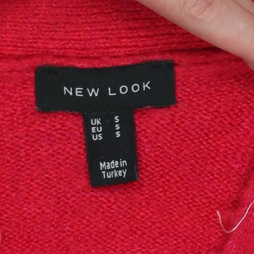 New Look Women Red Open Knit Cardigan Size S Long Sleeve