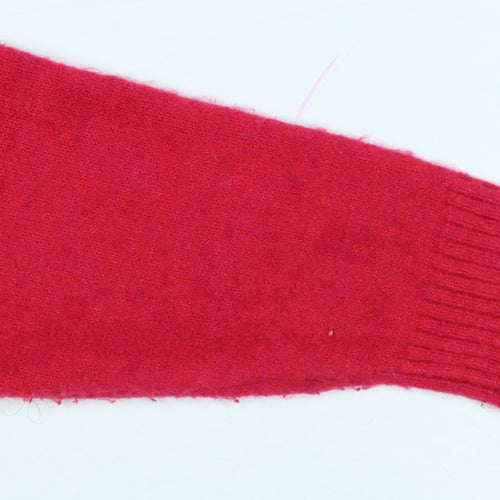 New Look Women Red Open Knit Cardigan Size S Long Sleeve
