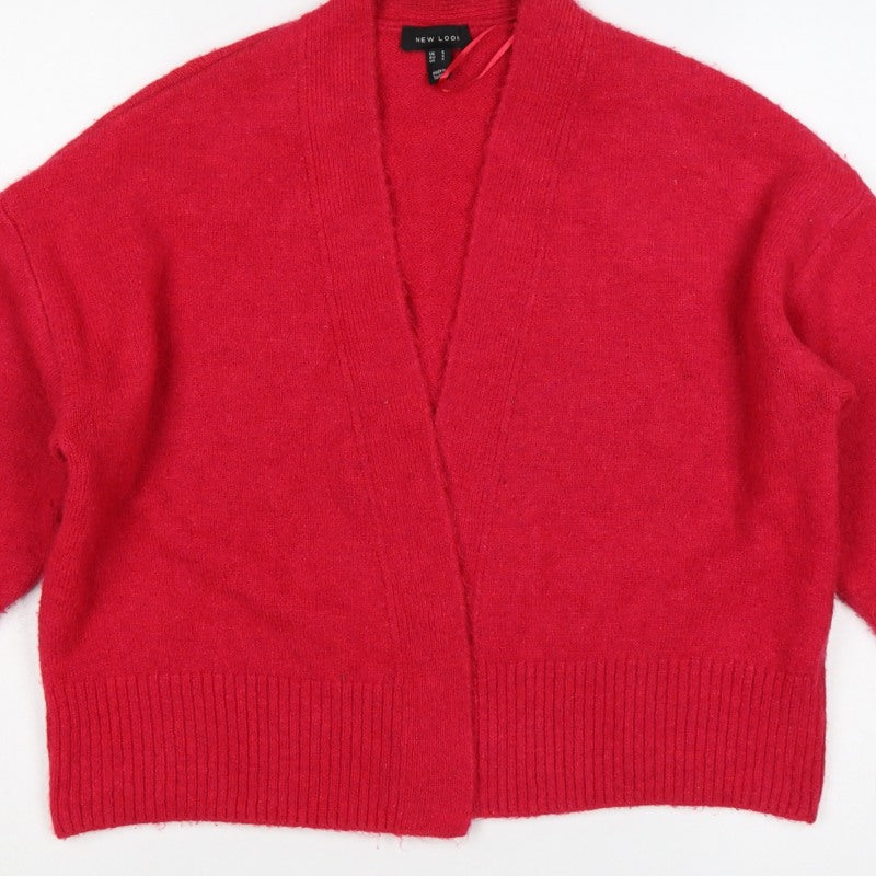 New Look Women Red Open Knit Cardigan Size S Long Sleeve