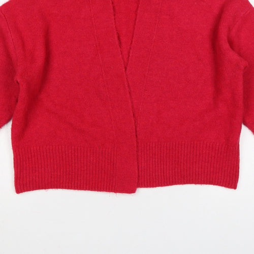 New Look Women Red Open Knit Cardigan Size S Long Sleeve